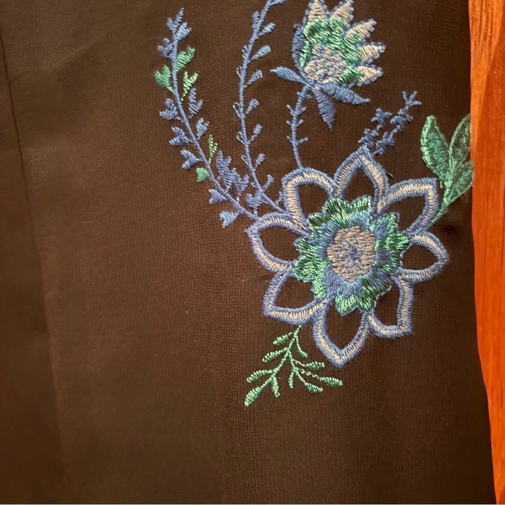 Calvin Klein Shift Knee Length Blue Embroidered Floral Dress Size 12 - Picture 5 of 8
